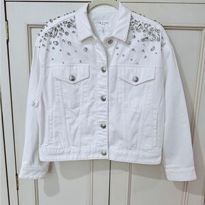 Rag & Bone White Denim Embellished Jacket. Like New. Excellent Condition. Med